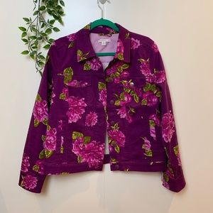 ISAAC MIZRAHI Floral Denim Jacket